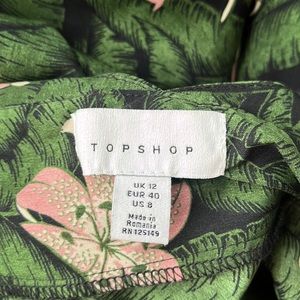 TOPSHOP GREEN AND PINK HIBISCUS HALTER MAXI DRESS NWT